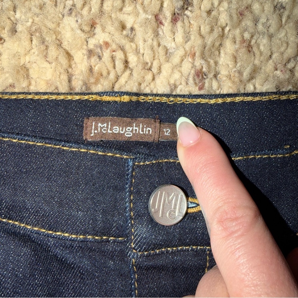 J. MCLAUGHLIN NWOT LOWDEN HIGH WAISTED DARK BLUE WIDE LEG DENIM JEANS / SIZE 12 - Picture 7 of 7
